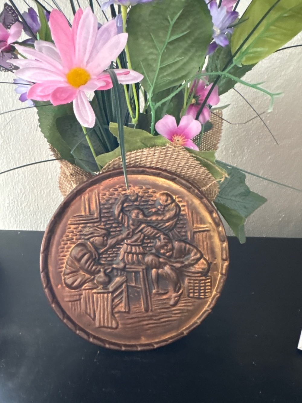 Vintage Brass Wall Pocket Plate